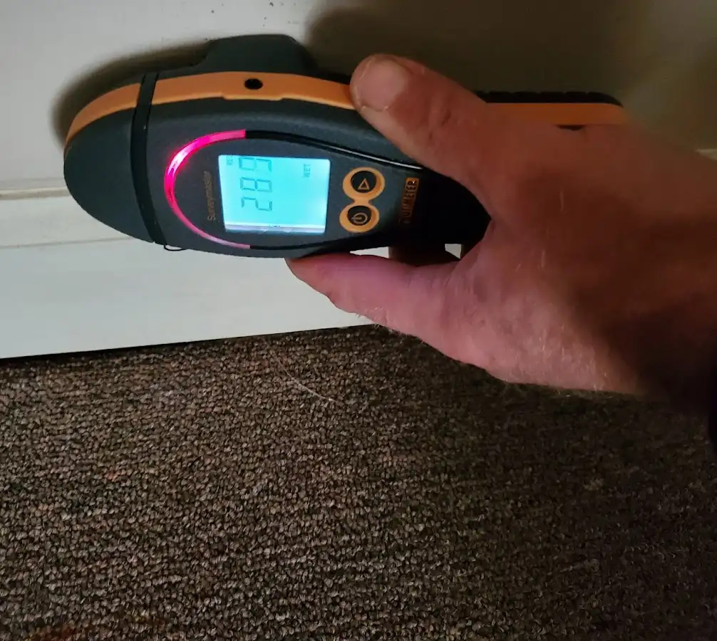 Moisture detection at baseboard during Mold Inspection & Testing in Archer Lodge